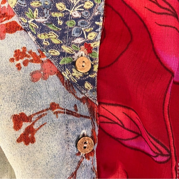 Small Sacred Threads Patchwork Button Down Crop Top - Picture 3 of 5